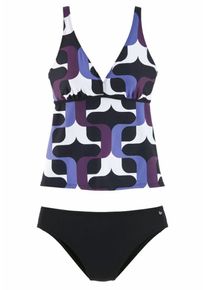 s.Oliver RED LABEL, Damen Bügel-Tankini, Blau / Dunkellila / Schwarz / Weiß