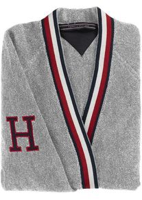 Tommy Hilfiger, Herren Bademantel 1tlg., Graumeliert / Rot / Weiß