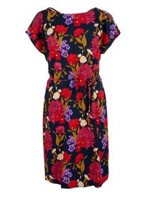 s.Oliver RED LABEL, Damen Sommerkleid, Dunkelblau / Pink / Fuchsia