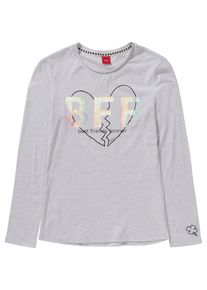 s.Oliver Junior, M&auml;dchen Longsleeve, Hellgrau / Wei&szlig;meliert