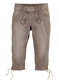 Marjo, Damen Bestickte 3/4 Trachtenjeans, Grau