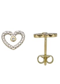 Firetti, Damen Paar Ohrstecker 'Herzen', Gold / Silber
