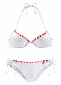 Buffalo, Damen Push-up-Bikini mit Häkelkante, Weiß