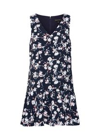 Banana Republic, Damen Kleid 'SL V-NECK FLOUNCE PRINTED SHIFT DRESS', Navy