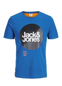 Jack & Jones JACK & JONES, Herren T-Shirt 'JCOLOGAN TEE CREW NECK ZAL', Blau / Orange / Schwarz / Weiß