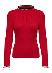 Only, Damen Strickpullover, Rot / Schwarz / Weiß