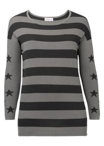 sheego Casual, Damen Pullover, Grau / Schwarz