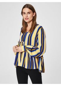 Selected Femme, Damen Bluse, Nachtblau / Hellblau / Gelb / Pastellgelb