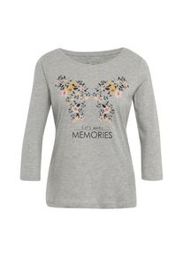 Tom Tailor, Damen T-Shirt, Graumeliert / Hellorange / Rosa / Schwarz