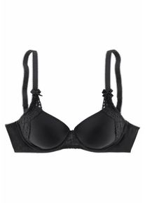 Lascana, Damen Schalen-BH mit zweifarbiger Jacquardspitze, Schwarz