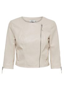 Only, Damen Kürzer geschnittene Kunstlederjacke, Beige