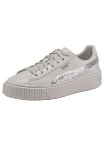 Puma, Damen Sneaker 'Basket Platform Bling Jr', Grau / Weiß