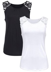 Lascana, Damen Top, Schwarz / Weiß