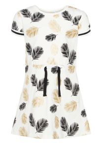 name it, Mädchen Print Kleid, Gold / Schwarz / Weiß