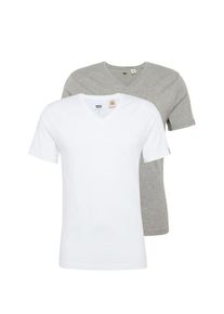 Levi's LEVI'S, Herren T-Shirt 'SLIM 2 PACK V NECK TEE', Graumeliert / Wei&szlig;