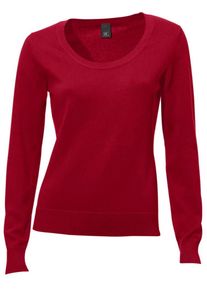 Heine, Damen Rundhals-Pullover, Rubinrot