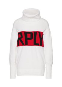 Replay, Damen Pullover, Rot / Wei&szlig;