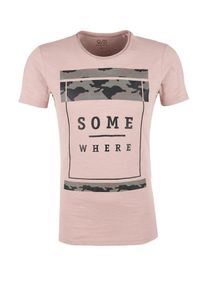 Q/S Designed By, Herren Slub Yarn-Shirt mit Rubber-Print, Pink