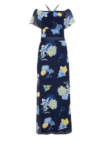 s.Oliver BLACK LABEL, Damen Kleid, Rauchblau / Nachtblau / Gelb