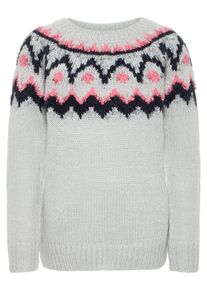 name it, M&auml;dchen Strickpullover, Hellgrau / Rosa / Schwarz