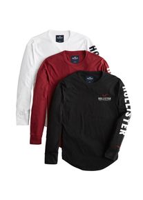 Hollister, Herren Shirt, Burgunder / Schwarz / Weiß