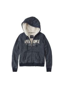 Abercrombie & Fitch Abercrombie & Fitch, Damen Sweatjacke 'BTS18-LOGO SHERPA', Navy / Wei&szlig;