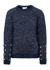 name it, M&auml;dchen Strickpullover, Saphir / Perlwei&szlig;
