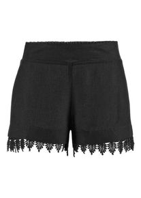 Lascana, Damen Strandshorts mit Spitzensaum, Schwarz