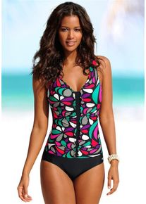 Lascana, Damen Badeanzug, Türkis / Grau / Lila / Pink / Schwarz / Weiß
