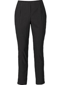 sheego Casual, Damen Stoffhose mit Schlitzen am Saum, Schwarz / Wei&szlig;