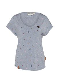 Naketano, Damen T-Shirt 'Believe, no fear!', Blau / Grau
