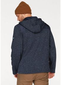 Polarino, Herren Strickfleecejacke, Navy / Blaumeliert