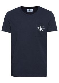 Calvin Klein Jeans, Herren T-Shirt 'MONOGRAM POCKET SLIM TEE', Dunkelblau / Weiß