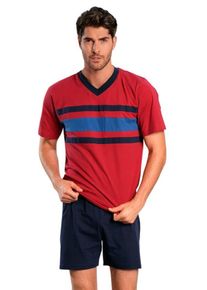 Le Jogger, Herren Pyjamas, kurz (2 Stck.), Royalblau / Rot / Schwarz