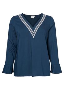 JUNAROSE, Damen Bluse, Blau / Wei&szlig;