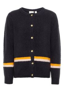 name it, M&auml;dchen Strickjacke, Kobaltblau / Orange / Wei&szlig;