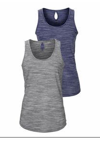 Beach Time, Damen Tanktops (2 Stück), Blaumeliert / Graumeliert
