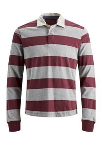 Jack & Jones JACK & JONES, Herren Gestreiftes Slim Fit Poloshirt, Beige / Hellgrau / Kirschrot