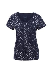Tom Tailor, Damen T-Shirt, Nachtblau / Weiß