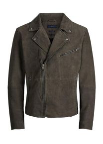 Jack & Jones JACK & JONES, Herren Lederjacke 'JPRSHAWN SUEDE BIKER', Dunkelgrau
