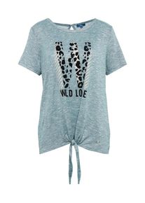 Tom Tailor, Damen T-Shirt, Pastellblau / Schwarz / Silber
