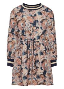 name it, Mädchen Bluprint Kleid, Beige / Ultramarinblau / Altrosa