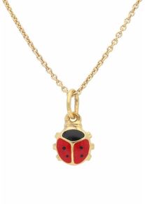 Firetti, Damen Kette mit Anhänger 'Marienkäfer', Gold / Rot