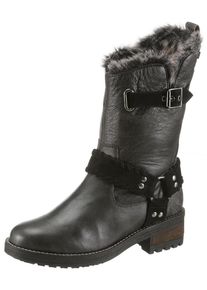 Superdry, Damen Winterstiefel 'Tempter Biker Boot's, Schwarz