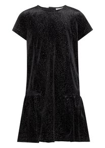 name it, Mädchen Gepunktetes Glitzer-Samt Kleid, Schwarz