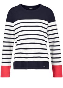 Taifun, Damen Pullover, Nachtblau / Cranberry / Weiß