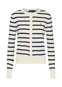Polo Ralph Lauren, Damen Strickjacke 'STRIPE CARDI-LONG SLEEVE-SWEATER', Beige / Navy
