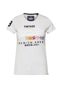 Superdry, Damen T-Shirt, Hellgrau / Schwarz / Wei&szlig;