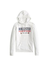 Hollister, Damen Sweatshirt 'PRINT LOGO POPOVER', Blau / Rot / Wei&szlig;