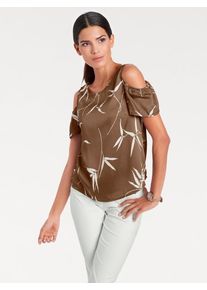 Heine, Damen Druckbluse mit Cut-Outs, Braun